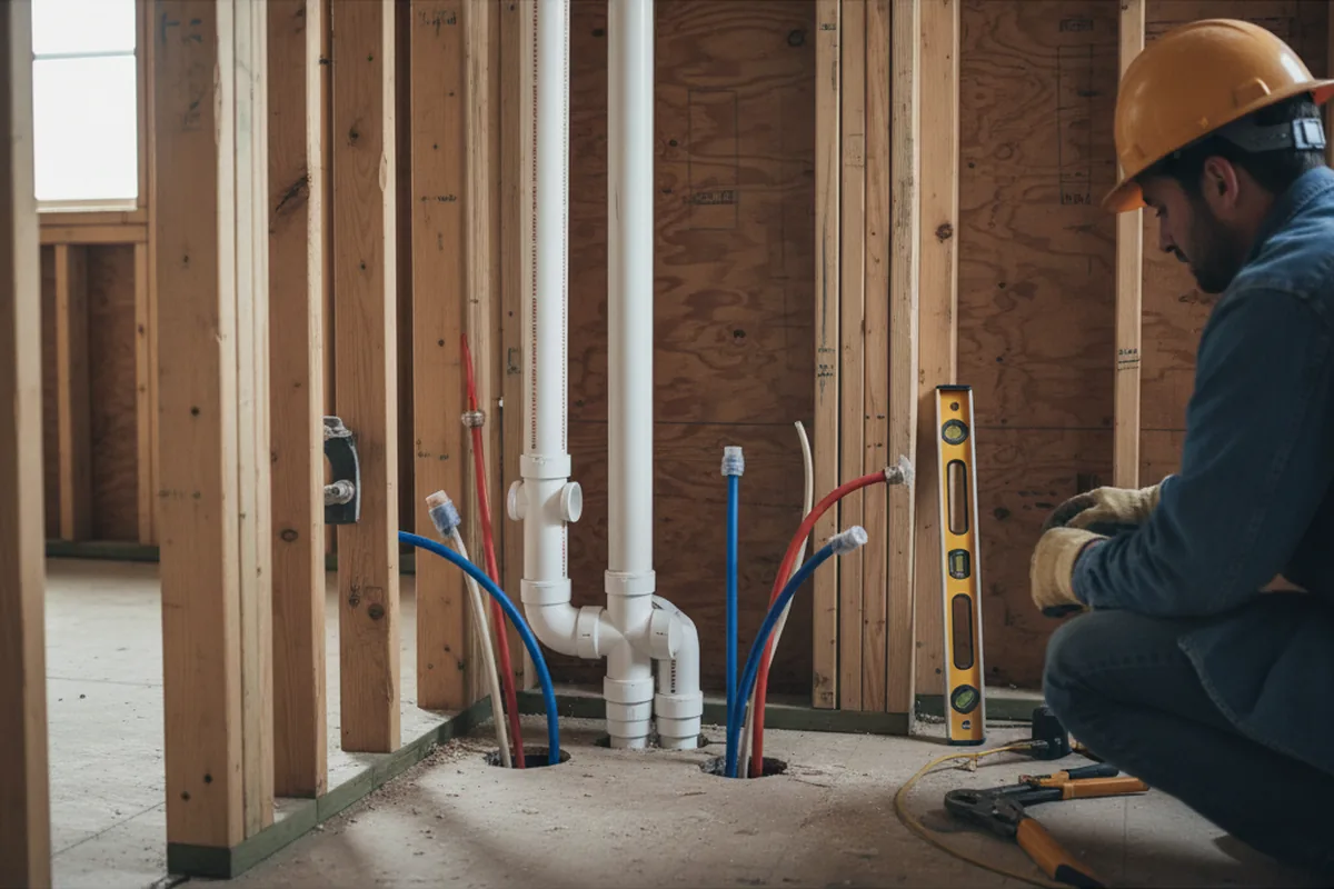 Drain and supply rough-in during Sump Pump Repair in Wendover